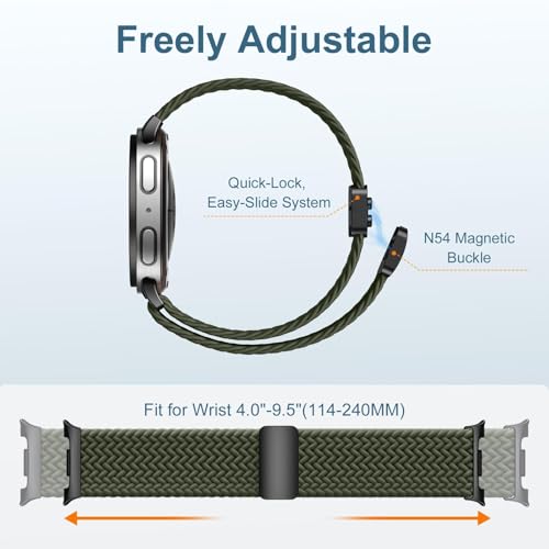 Image of VEMIGON Nylon Braided Magnetic Band Compatible with Samsung Galaxy Watch 8 /8 Classic, Elastic Fabric One Click No Gap Sport Strap for Galaxy Watch 8 40mm 44mm /8 Classic 46mm