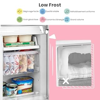 Comfee' RCB169DK2(E) Réfrigérateur avec Congélateur/Hauteur 150 cm/Low Frost/Température Réglable du Réfrigérateur/Lumière LED/195 kWh/an/115L Réfrigérateur/59L Congélateur/Noir