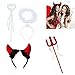 Produktbild Mikqky 4 Stücke Engel und Teufel Hörner Stirnband Set, Halloween Party Teufel Hörner Stirnband, Engel Heiligenschein Stirnband, Teufel Rot Dreizack, Perfekt für Karneval Halloween