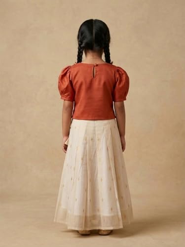Image of The Mom Store Girls Skirt Lehenga Set | Traditional Stylish Dress For Kids Girls | Baby Lehenga Set For Girls | Elastication At Waistband | For Festivals Weddings & Special Occasions