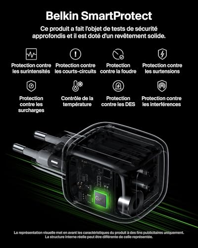 Belkin BoostCharge Pro Chargeur secteur GaN deux ports USB C avec câble USB C - vue 7