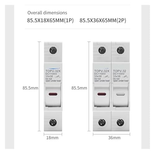 Portafusibles 1P DC 10x38mm base solar de alto voltaje 1100V para inversor fotovoltaico 2