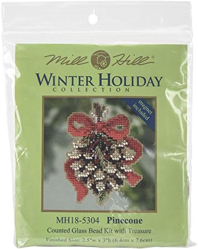 Pinecone Beaded Counted Cross Stitch Holiday Ornament Kit Mill Hill 2015 Winter Holiday MH185304