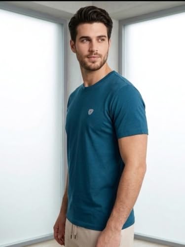 Image of Lux Cozi Men Cotton Half Sleeves Round Neck Regular Fit Casual T-Shirt