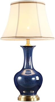 Lamp for Desk Corridor Decorative Table Lamp Chinese Style Ceramic Table Lamp Living Room Sofa Table Lamp Bedroom Bedside Lamp Desk Lamps for Home OfficePush Button Switch