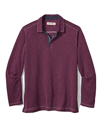 Tommy Bahama Men's Paradiso Long Sleeve Polo Shirt, Soft Modal Blend (Rum Berry, Small) #TOP13