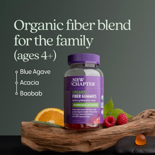 New Chapter Organic Fiber Gummies for Adults & Kids (Age 4+), Plant-Based Prebiotic Fiber for Digestive Health, Vegan, Non-GMO, USDA Organic, Gluten Free, Citrus-Berry Flavored, 60 ct, (Pack of 2) - image 4