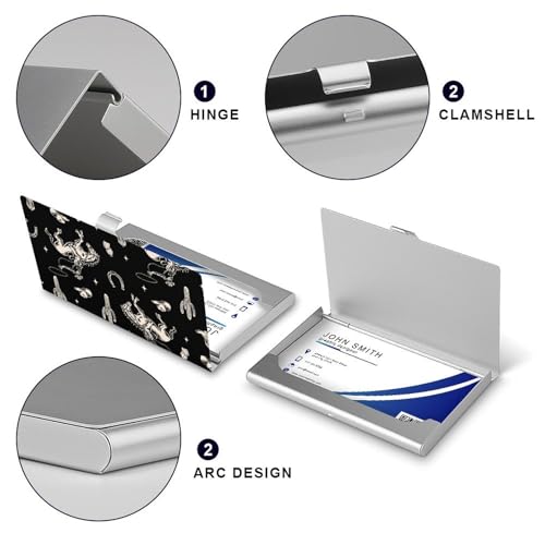 Boho Western Theme with Cactus Business Card Holder for Men And Women,Aluminum Business Name Card Professional Business Card Case（3.7x2.2x0.3in）4