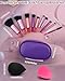 PGRODE Mini Travel Makeup Brushes Set, 14 Pieces, Portable Full Complete Function Cosmetic Kit with Brush Pouch, On the Go Short Makeup Brush Small Travel Essentials for Kids, Women, Girls (Colorful)