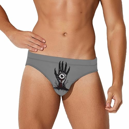 Horror Hand with Eyeball Novelty Men's Swimming Brief Swimwear Pants Trunks Beach Shorts Underwear