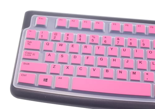 Silicone Keyboard Skin Cover Protector Compatible for Logitech K120 & MK120 Full-Size Wired Keyboard, MK120 & K120 Keyboard Protective Accessories (Pink) - Thumbnail 2