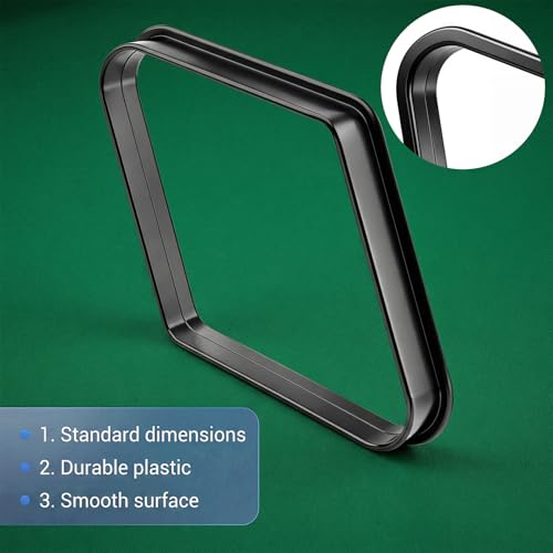 LUSTRIB Black Billiards 9 Ball Diamond Pool Table Ball Rack, Plastic 9-Ball Pool Table Triangle Rack for Standard 2-1/4\" Pool Balls, Pool Table Accessories for Home Game Room