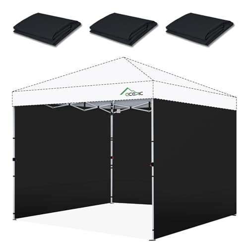 Canopy Tent Sidewalls for 10x10 Pop Up Canopy,99% UV Protection Waterproof,3 Piece Sidewalls, Black(3PCS Sidewall Only, Canopy Tent NOT Included)