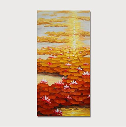 Peinture abstrait orange grand format pour habiller le mur d'un centre d'art
