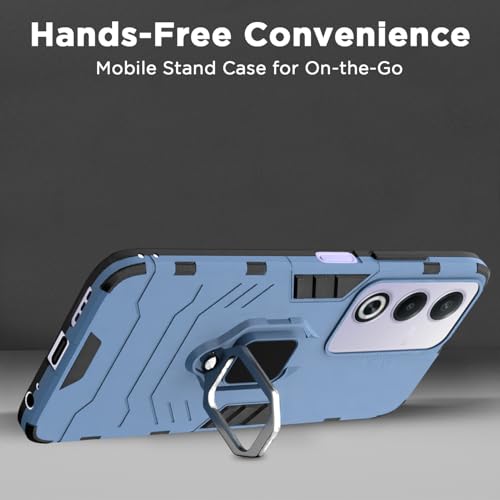 Image of Pikkme D5 Tough Armor Back Cover | 360 Protection Case | Ring Holder Stand Bumper Case for Oppo A3 Pro 5G (Blue)
