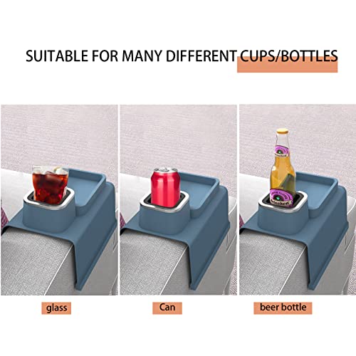 Bouticol Couch Tray Sofa Arm Cup Holder Tray Coaster Holder Silicone Anti-Spill And Anti-Slip Armrest Cup Holder Suit For Armchair, Sofa, Recliner, Couch Remote Control And Phone Organizer (Blue) #TOP5