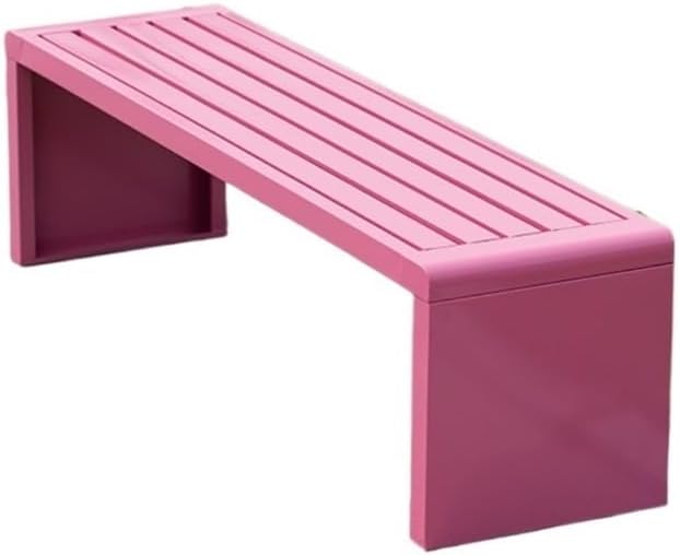 Outdoor Bench, Zinc Alloy Park Bench, Outdoor Garden Square Bench Garden Bench(Pink)