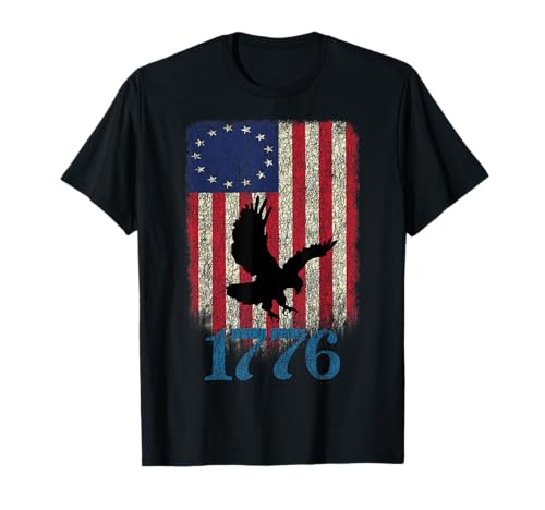 Bandera americana patriótica 1776 Betsy Ross USA envejecida Camiseta