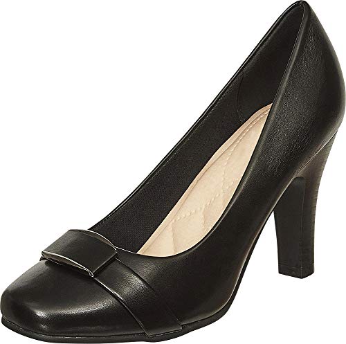 Cambridge Select Women's Square Toe Padded Comfort Tapered High Heel Pump,9 B(M) US,Black