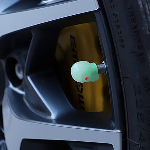 VARGTR 4 Pcs Tire Valve Stem Caps,Luminous Skull Tire Air Valves Stem Caps,Night Glow Luminous Wheels Cap Tire Valve Stem,Tire Valve Caps Wheel Rim Dust Cover for Car Truck Motorcycles SUVs (Yellow) - Thumbnail 5