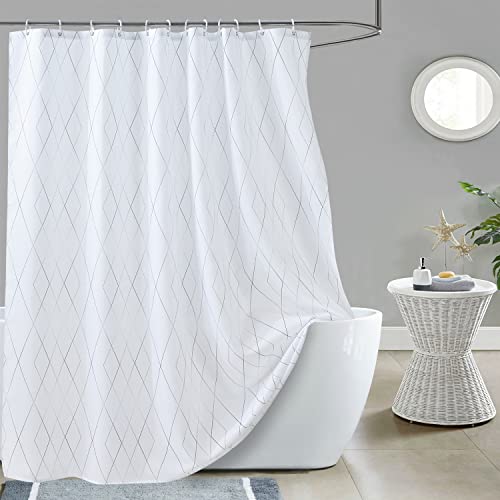 Lanmeng Fabric Shower Curtain For Bathroom Showers And Bathtubs, Black Gray Zigzag Line, Comes With 12 Hooks, Machine Washable, Extra Long (72-By-78 Inch), 72 X 78 In (Extra Long) #TOP6