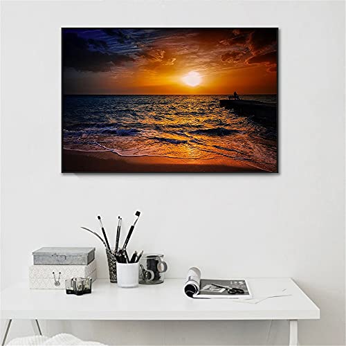Kit broderie diamant complet paysage coucher de soleil grand format 50x140 cm