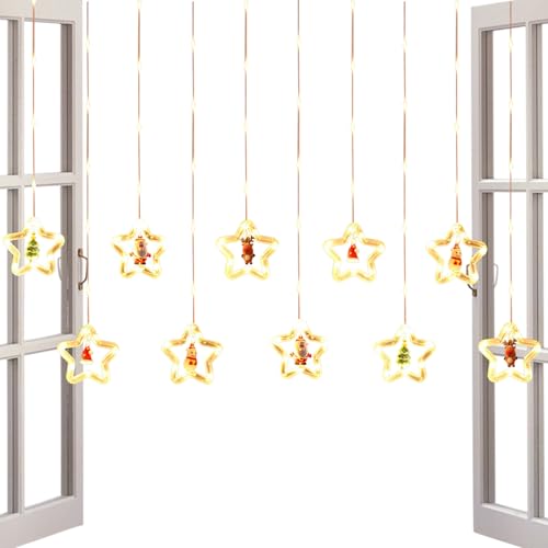 Nudorpn - Guirnalda de estrellas luminosas, guirnaldas luminosas para vitrinas, luz de intensidad ajustable, romántica y elegante para fiestas de boda al aire libre