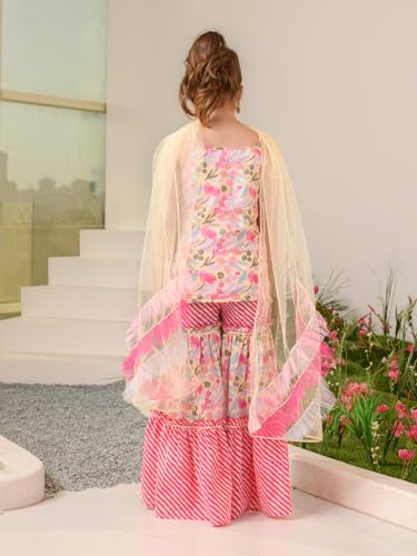 Image of Pspeaches Girls Kurti And Sharara With Dupatta