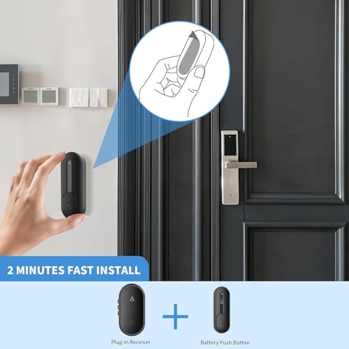 Image of MOOKA Wireless Doorbell, IP55 Waterproof Mini Door Bells Wall Plug-in Cordless Ring doorbell -1000ft Range, 55 Chimes, 5 Levels Volume, LED Indicator, Battery Operated Door Chime Kit Easy Install