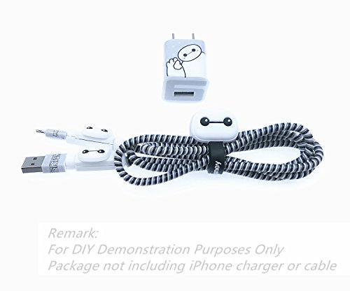 Tospania Cable Protector/Wire Organizer/Pet Cord Protector/DIY Wire Protector, Spiral Cable Cover Wrap Strain Relief Tube Charger Cord Sleeve Compatible for iPhone iPad iPod iWatch (Baymax)