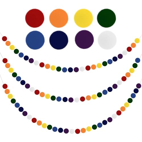 Guirnalda De Pompones,Bolas De Fieltro | Tres Combinaciones De Colores Que Complementan Las Camas Tipo Casa del Árbol Y La Decoración De Las Paredes | Adecuados para Navidad, Bodas Y Fiestas