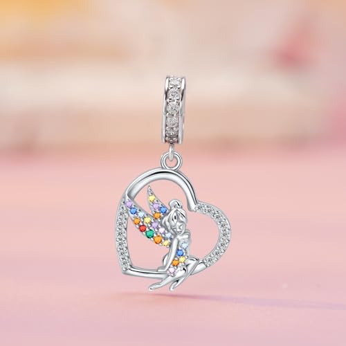 Fairy Charms Beads 925 Sterling Silver Flower Fairy Charms for Bracelets with Colored Zircon Elf Christmas Jewelry Gift for Women3