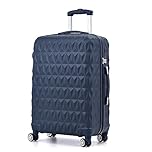 CMY Hard Shell Medium Suitcase Check-in Luggage – Lightweight 4-Wheel ABS 24" with Spinner Wheels – 3 Digit Combination Lock – Durable Travel Trolley Bag (Navy)