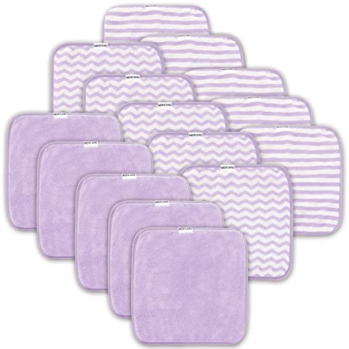 Image of MOIICARE 15 Pack Baby Washcloths - Super Soft Absorbent Wash Cloths for Boy and Girl, Newborn Essentials Baby Clothes, Gentle on Sensitive Skin for Face and Body, 10" by 10", Purple