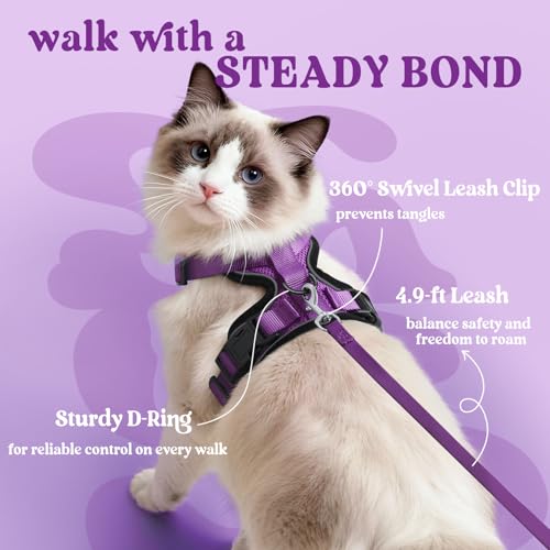 Image of rabbitgoo Cat Harness and Leash Set, Escape Proof Vest, Purple
