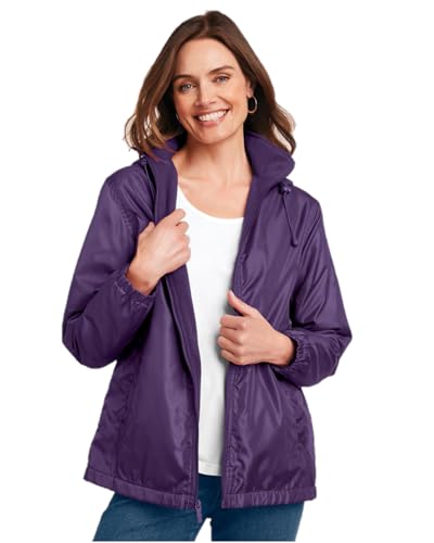 totes Womens Rain Jacket with Hood Rain Coat for Women Waterproof Womens Coats,Acai Berry,M