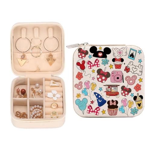 Cartoon Mouse Castle Travel Jewelry Case Small Box Organizer Cartoon Gifts Merchandise Birthday Christmas Gifts for Cartoon Lovers Fans Women Teen Girls Friends Sister Her