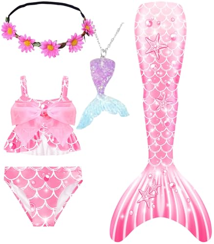 WOPLAY 5Pcs Girls Bathing Suits Swimsuits with Cover Up,Swimming Suit Girls Birthday Gift 3-12 Years