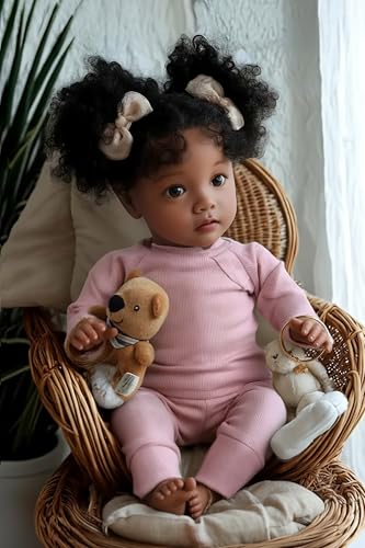 BABESIDE Lifelike Reborn Baby Dolls Daisy Black Girl- 20 Inch Soft Body Realistic-Newborn Handmade Real Life Baby Dolls with Clothes and Toy Gift for Kids Age 3+