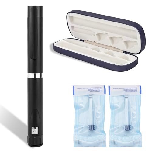 60 Unit Peptide Pen Reusable V2 Injector Metal Pens with 2PCS 3ml Cartridges and Travel Case Universal Compatibility Daily Use (Black)