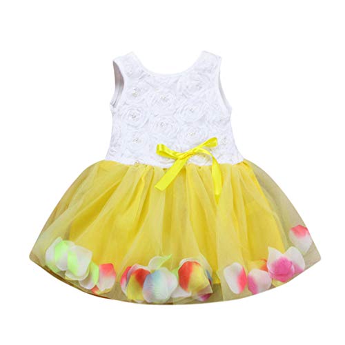 Bowknot Tutu Vestiti Petali Tulle per Cosplay Principessa Bambine e Ragazze Costume Festa Senza Maniche Floreale Abiti Gonna Sera Regalo di Natale di Halloween YanHoo Giallo 8