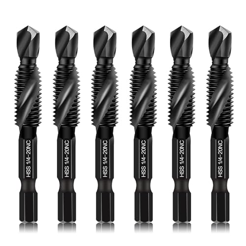 Tarauds combinés 1/4-20NC SAE acier rapide lot de 6 forets taraudeurs tige hexagonale métal