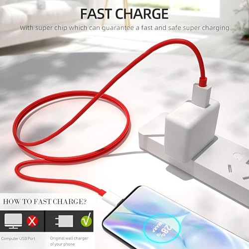 Image of AILKIN Vismac Oneplus 80W Charging Cable USB to Type C Warp Charger /Dash Super Charge Cable for Oneplus11,11R,10Pro,10R,10T,9RT,9R,8R,8T Cable for 6 /6T /7 /7T,Ce2 Lite 5G,Ce 3 5G,Ce3 Lite