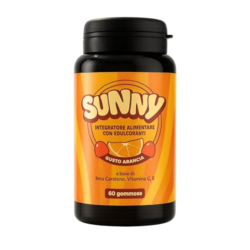 Sunny – Integratore Abbronzatura Naturale con Betacarotene, Rame, Selenio e Vitamine – Stimola la Melanina, Prepara e Mantiene il Colorito – 60 Gommose – AlohaLabs