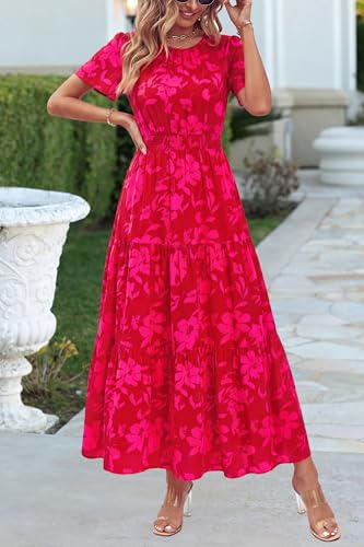 Image of PRETTYGARDEN Women's Casual Smocked Boho Floral A-Line Maxi Dress 2026