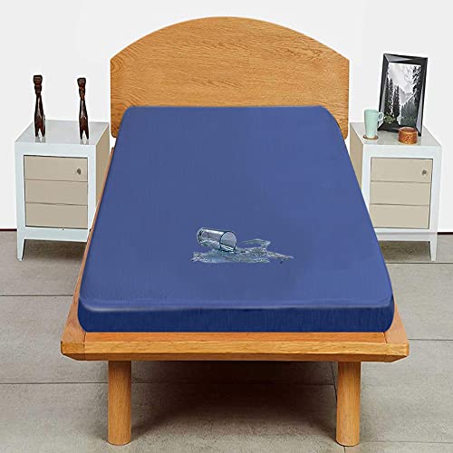Image of Trance Cotton Feel Terry Ultra Soft Waterproof Mattress Protector | Breathable - Hypoallergenic Mattresses Cover (72x36 inch | 6x3 feet, Classic Blue - Pack of 1)