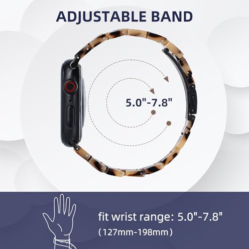 CRIS-BAND Compatible with Resin Apple Watch Bands Series 7/8/9/10/11 46mm 45mm 44mm 42mm for Women,Fancy Strap for iWatch Ultra 3/2 49mm Series 6/5/4/3/2/1/SE3 Slim Light Bracelet Wristband