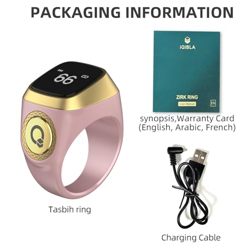 Image of Smart Tasbih Zikr Ring, 20mm Muslim Digital Azan Alarm Clock, Tasbih Counter Smart Ring (Pink)