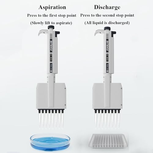 Micropipeta multicanal con punta de rotación de 360° y función de soplado, pipeta ajustable de 8 canales para laboratorio y uso educativo