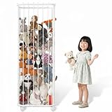 ぬいぐるみ 収納 タワー キャスター付き｜56×34×151cm 自立式おもちゃ収納ラック ホワイト｜カーボンスチール製・ストッパー付万向輪｜ぬいぐるみ/おもちゃの収納・ディスプレイに 見せる収納 組立簡単 日本語説明書付き